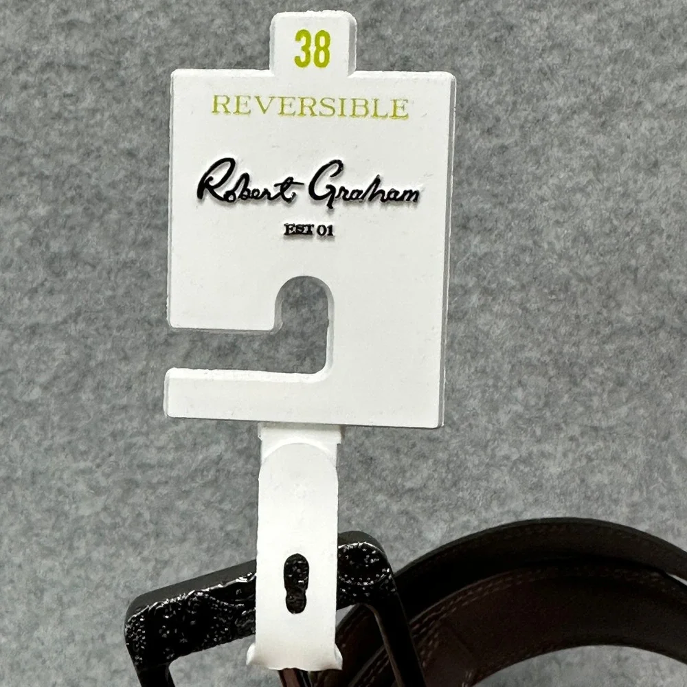 Robert Graham Men's Size 38 Reversible Cognac Brown Leather Dress Belt NWT